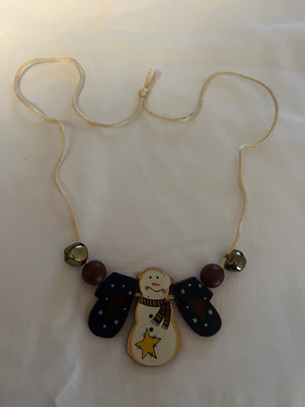Kids Snowman Pendant Necklace - Cream and Navy